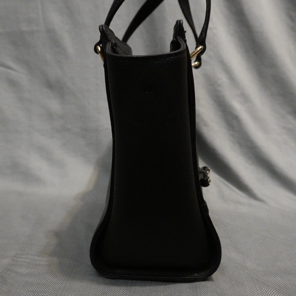 KATE SPADE Laurel Way Black Leather Satchel with Diamond Studded Bow Detail - Picture 4 of 13